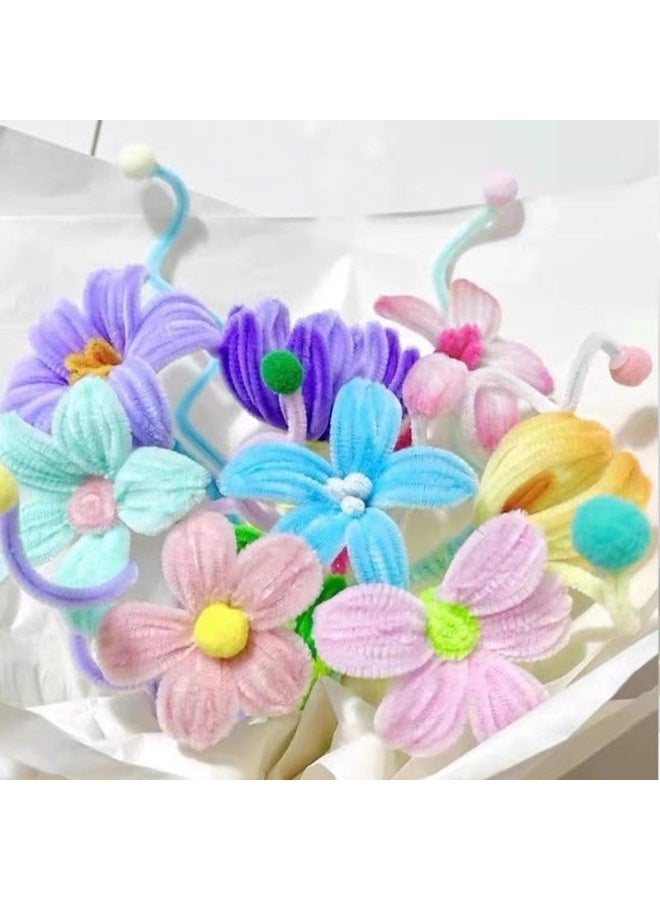 ميتوي 300 قطعة منظفات الأنابيب السميكة لوازم الحرف 7 تشكيلة باستيل معكرون لون الشنيل ينبع لمشاريع الفن والحرف الإبداعية ديكورات ذاتية الصنع (لون الحلوى-300 قطعة) - Image 4