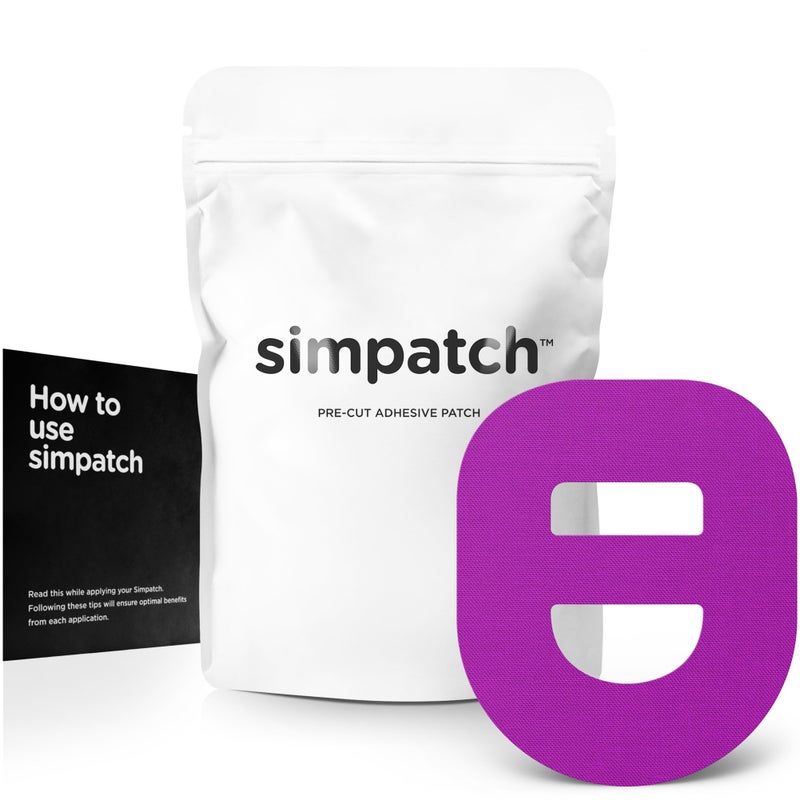 SIMPATCH Omnipod Adhesive Patch with Strap 25Pack Waterproof Adhesive CGM Tape Purple