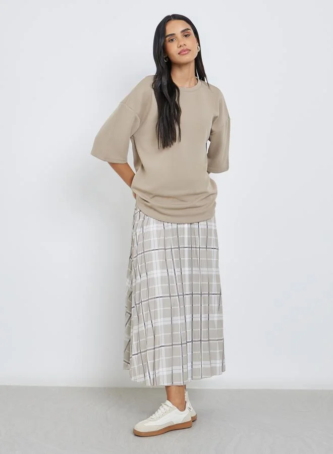 ستايلي Styli Solid Short Sleeve Oversized T-Shirt