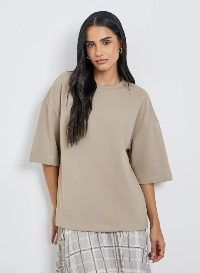 Styli Styli Solid Short Sleeve Oversized T-Shirt