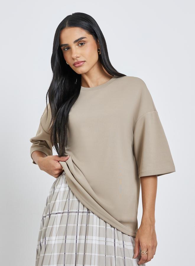 Styli Solid Short Sleeve Oversized T-Shirt - Image 1