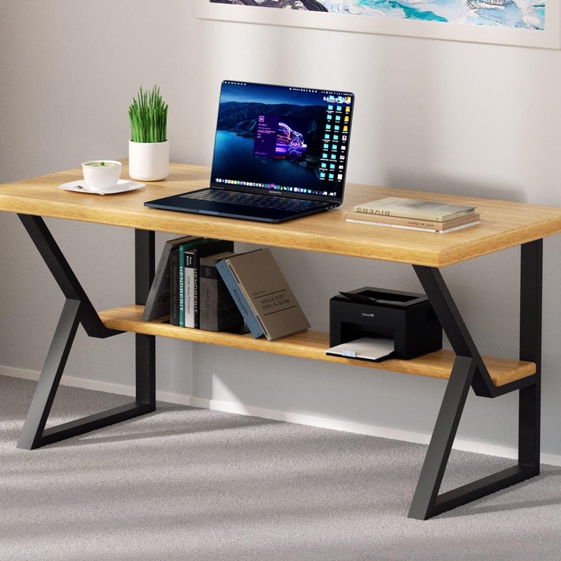 Reyox Reyox Metal Table Legs 28Inch x 24 Inch Upgraded 2Tier Heavy Duty Desk Legs KShaped Industrial Dining Table Legs Black Metal Legs for Office Desk Coffee Table Set of 2  - Image 1