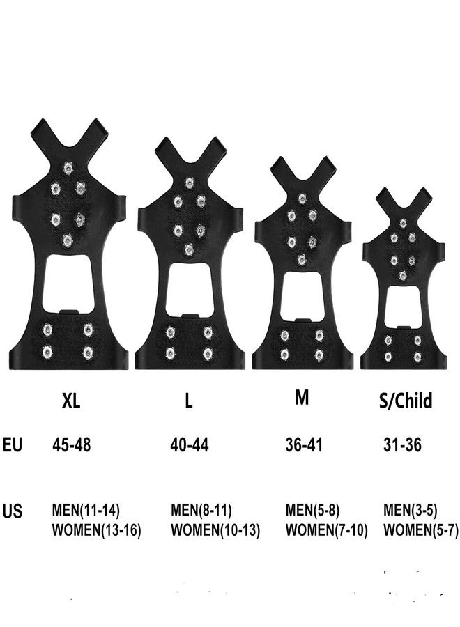 XZSUN Ice Cleats，Snow Ice Traction Shoe Boot Cleats， Anti Slip 10-Studs Silicone Rubber Crampons for Footwear (L, Black) - Image 2