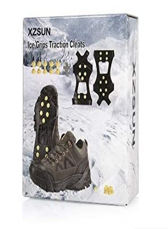 XZSUN Ice Cleats，Snow Ice Traction Shoe Boot Cleats， Anti Slip 10-Studs Silicone Rubber Crampons for Footwear (L, Black) - Image 4