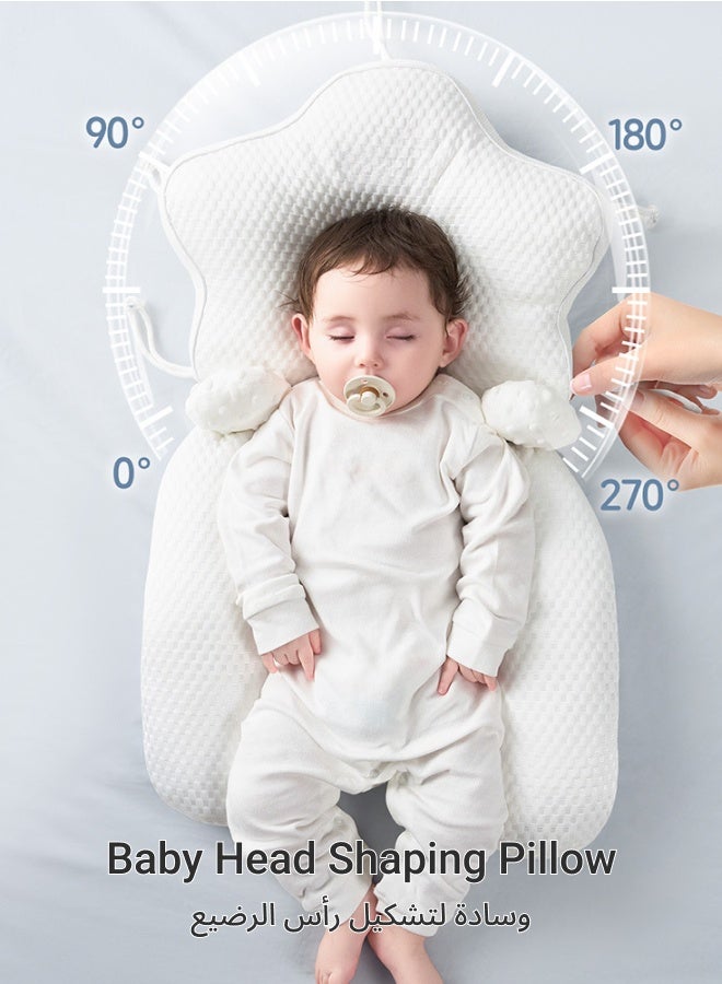 Baby Head Shaping Pillow Anti Flat Head & Anti Startle, Breathable Adjustable Newborn Sleep Pillow for 0-12 Months Boys Girls, Crib Bassinet Travel Use - Image 1