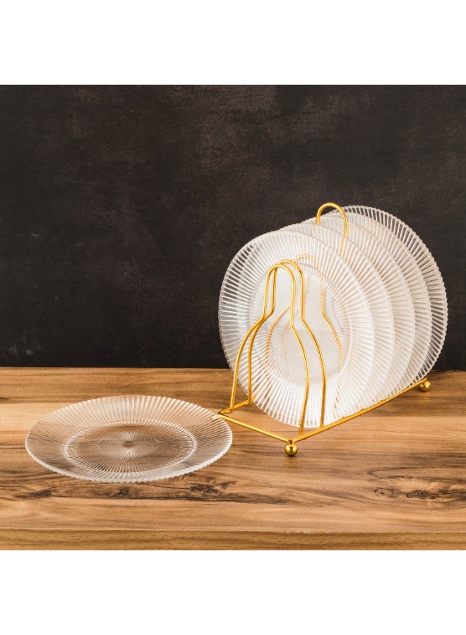 Dania A set of glass dessert plates with a metal stand, 6 pieces The plate size is 15 cm - Image 1