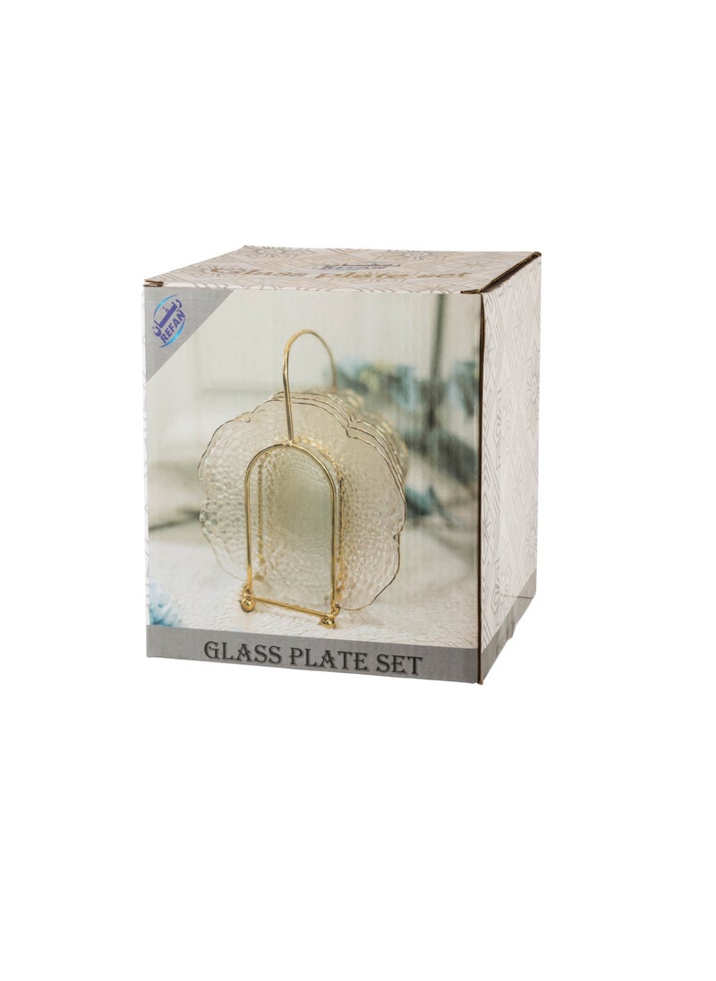 Dania - A set of glass dessert plates with a metal stand, 6 pieces The plate size is 15 cm - Image 1