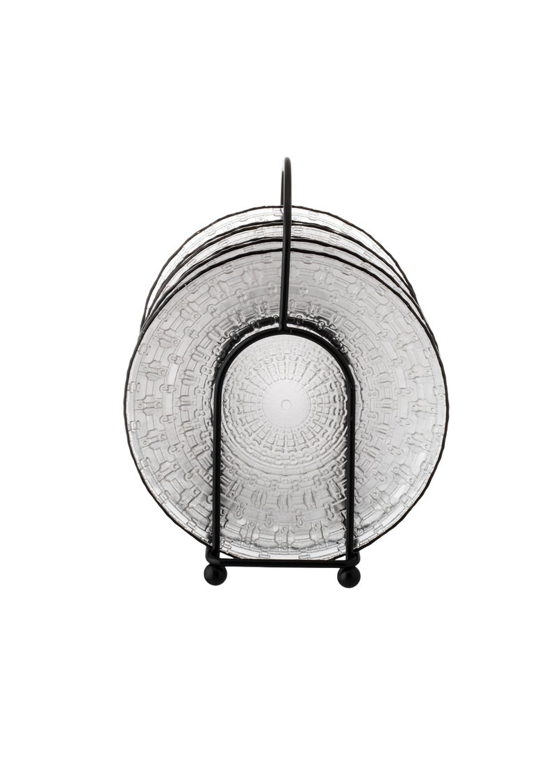 Dania A set of glass dessert plates with a metal stand, 6 pieces The plate size is 15 cm  - Image 3