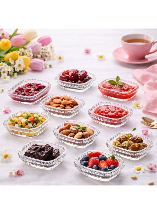 دانيا ✨ طقم صحون تقديم زجاج فاخر 10 قطع – مقاس 9×7 سم | أناقة تبرز ضيافتك 💎🍓 - Image 1