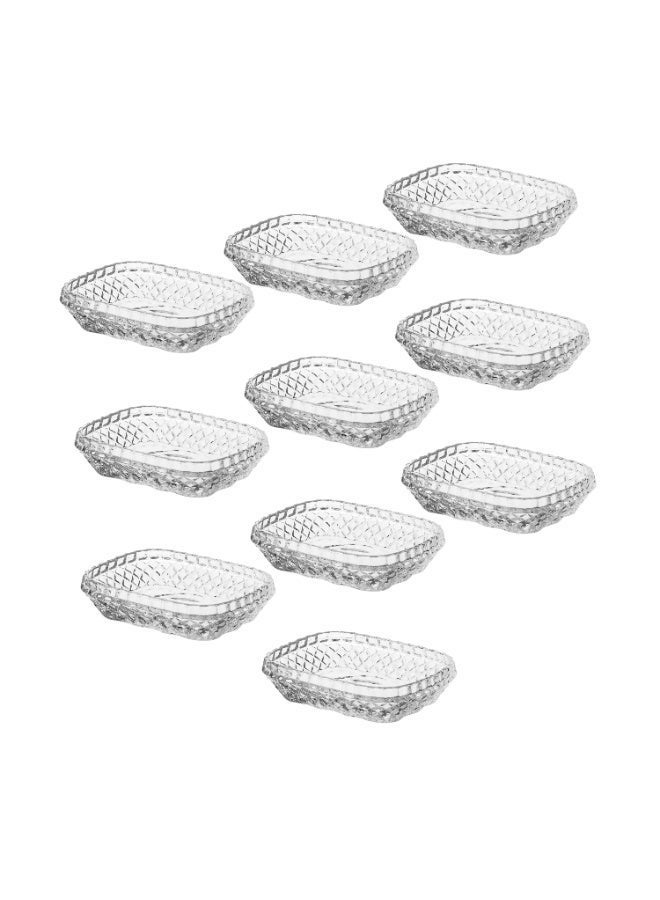 دانيا ✨ طقم صحون تقديم زجاج فاخر 10 قطع – مقاس 9×7 سم | أناقة تبرز ضيافتك 💎🍓 - Image 4