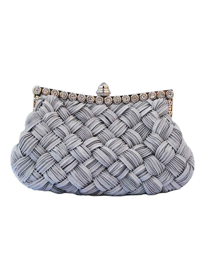 Rhinestone Studded Clutch Grey - Image 1