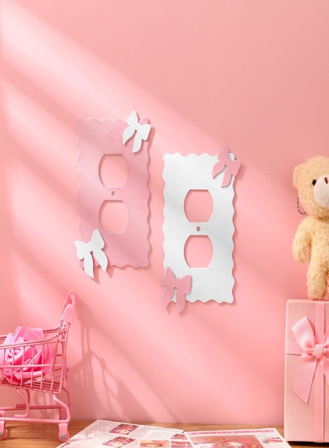Relaxweex 2 Pcs Pink Bows Decorative Light Switch Cover Wall Plate Cover Pink Outlet Covers Faceplates Receptacle for Bedroom Bathroom Home Decor - Image 2