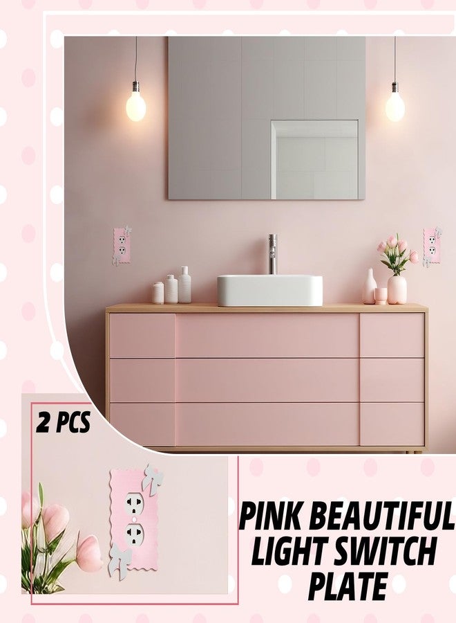 Relaxweex 2 Pcs Pink Bows Decorative Light Switch Cover Wall Plate Cover Pink Outlet Covers Faceplates Receptacle for Bedroom Bathroom Home Decor - Image 3