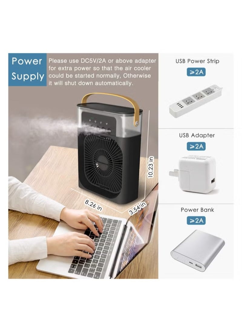 ماركة غير محددة - مروحة رش رذاذ محمولة مزودة بـ 5 مخرجات مياه و 3 سرعات و 7 مصابيح LED مختلفة ألوان فاتحة سعة 600 مل - Image 1