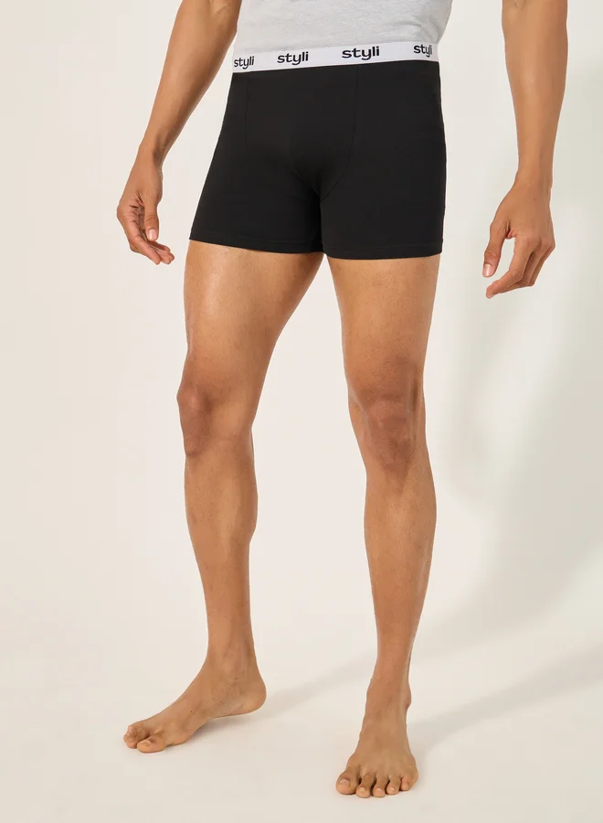 ستايلي Styli Pack of 5 - Cotton Stretch Solid Trunks