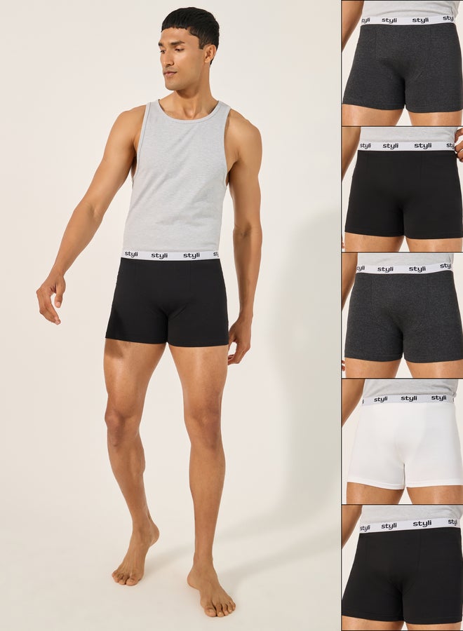 Styli Styli Pack of 5 - Cotton Stretch Solid Trunks  - Image 1