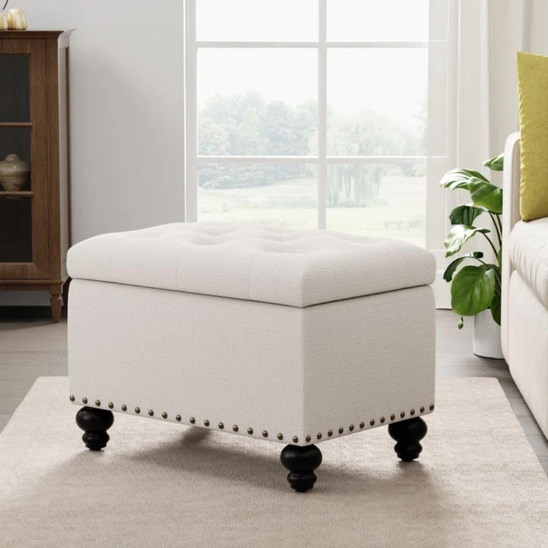 Comfynest Modern Storage Ottoman - Beige - Image 1