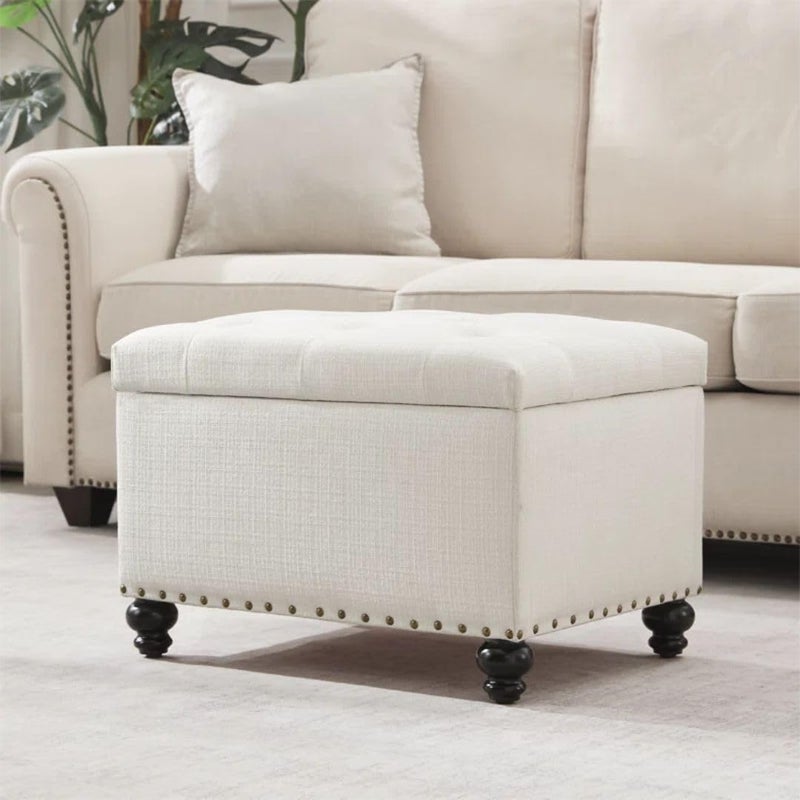 Comfynest Modern Storage Ottoman - Beige - Image 3
