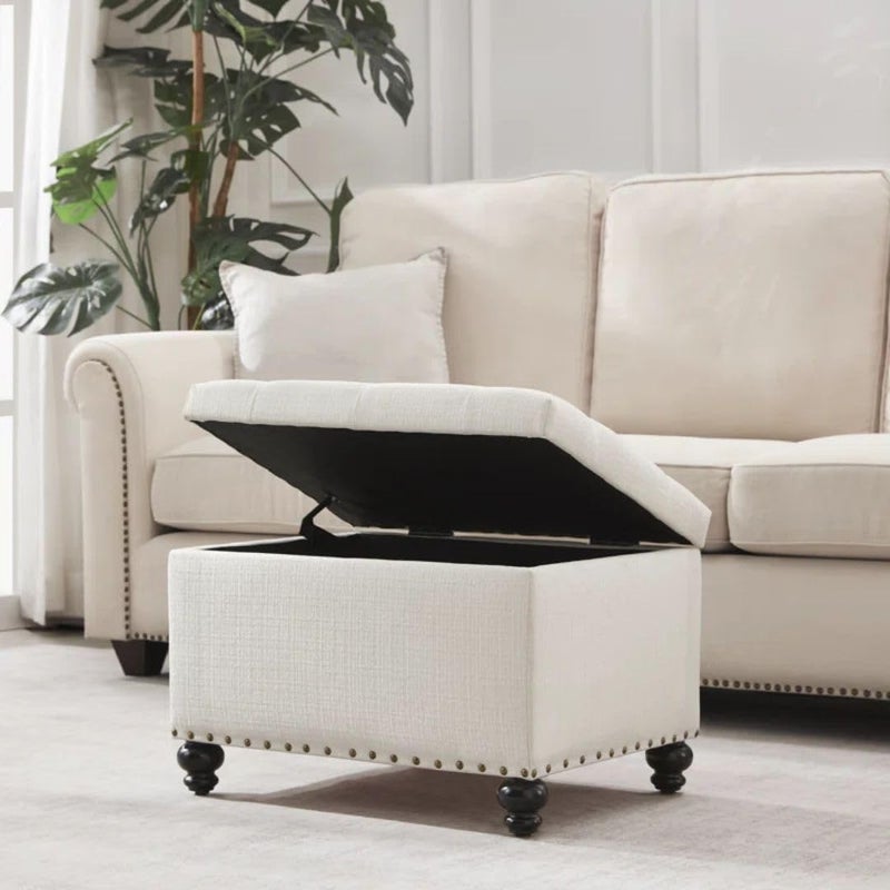 Comfynest Modern Storage Ottoman - Beige - Image 2