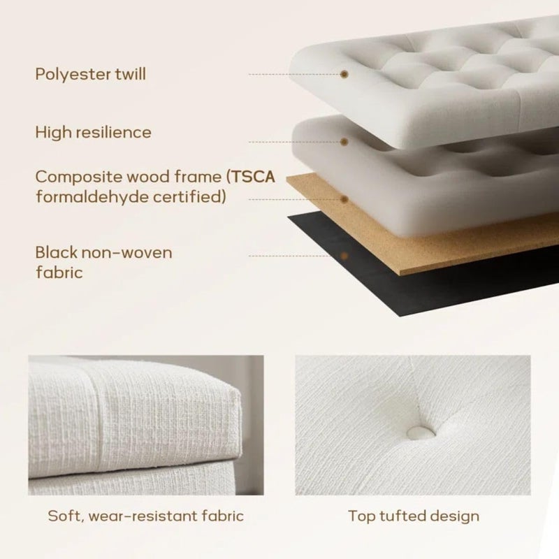 Comfynest Modern Storage Ottoman - Beige - Image 5