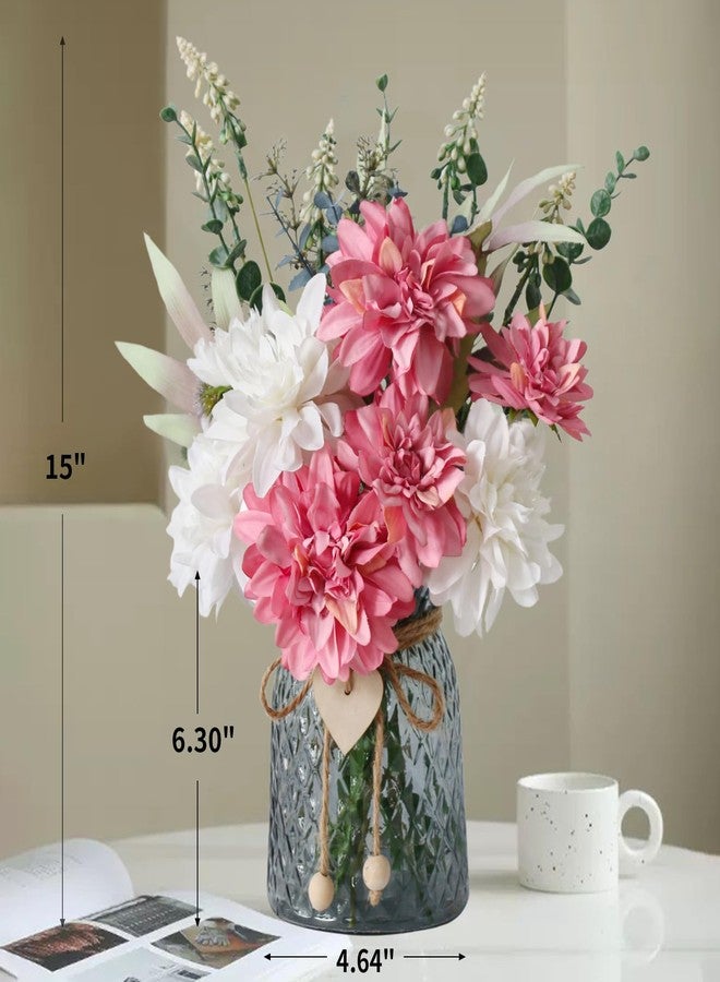 Leftover Faux Flowers in Vase,Artificial Flowers in Vase,Table Centerpieces for Dining Room,Flower Centerpieces for Tables,Fake Flowers with Vase,Kitchen Table Decor,Coffee Table Decor - Image 2