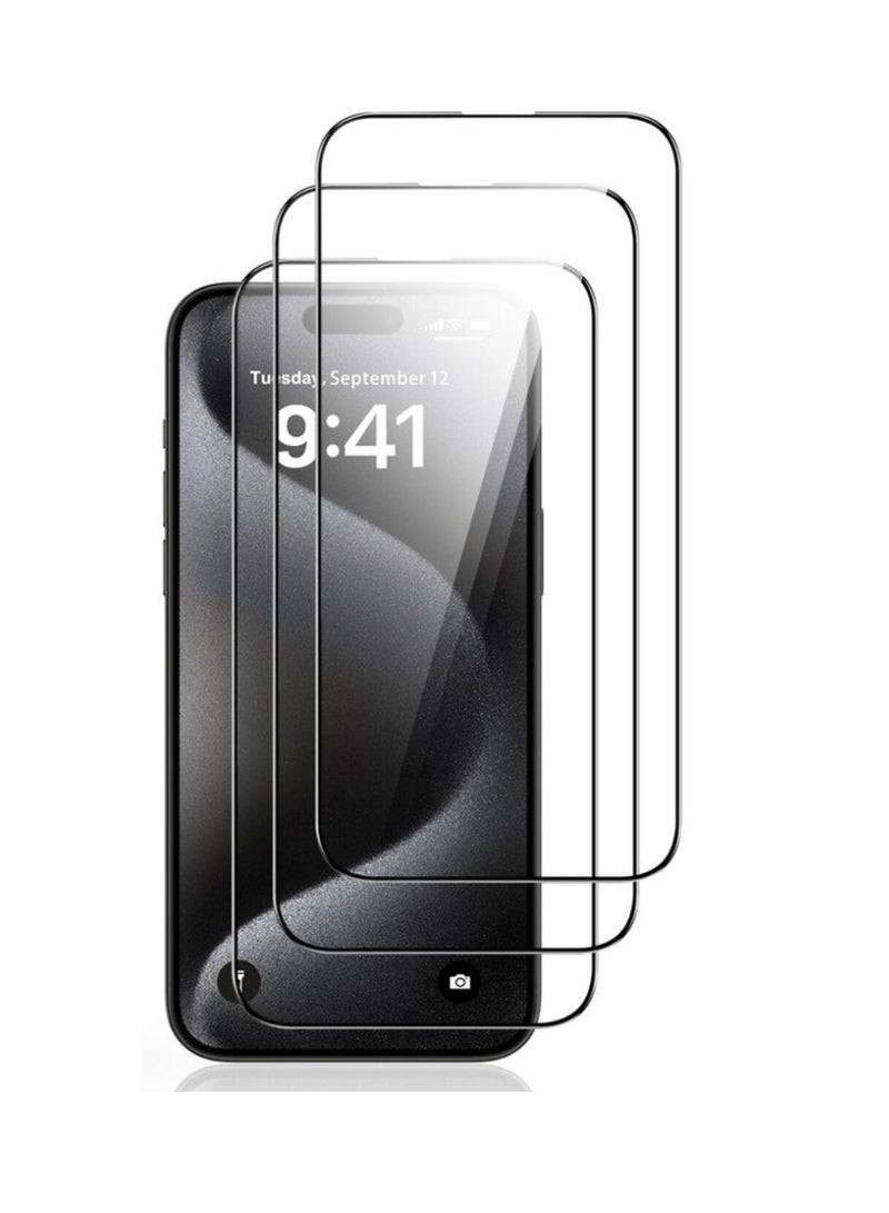 DIGI CORE iPhone 15 Pro Screen Protector 3 Pack 6.1 Inch 2.5D Curved Edges With iPhone 15 Pro Camera Lens Protector And Anti-Scratch iPhone Back PVC Clear Sheet Set (Black Titanium, iPhone 15 Pro) - Image 3