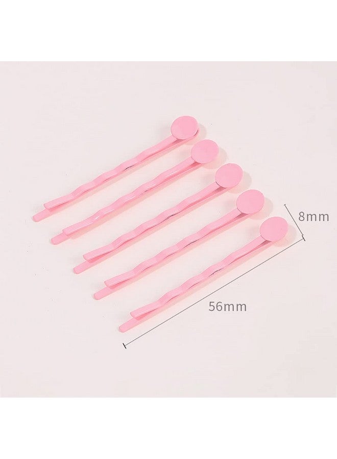 ccHuDE 80 Pcs Blank Tray Hair Pins Colorful Metal Bobby Pins Hair Styling Pins Flat Pads Bobby Pins Decorative Hair Pins for DIY - Image 3