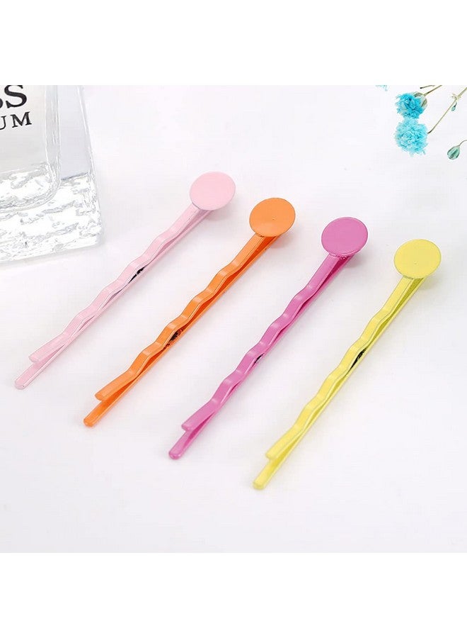 ccHuDE 80 Pcs Blank Tray Hair Pins Colorful Metal Bobby Pins Hair Styling Pins Flat Pads Bobby Pins Decorative Hair Pins for DIY - Image 4