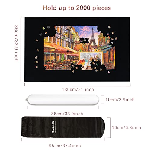 Becko US 2000 Piece Jigsaw Puzzle Mat Roll Up with Black Pump  Drawstring Storage Bag Black Felt Mat for Easy Transport  Storage Portable Puzzle Saver for 2000 1500 1000 Pieces Jigsaw Puzzles - Image 5