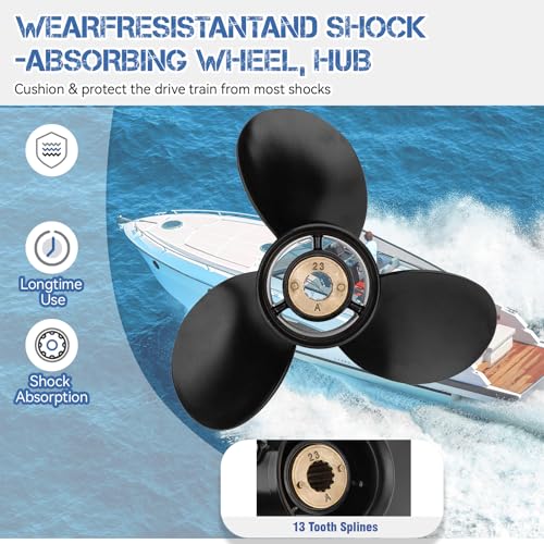 Qiclear 10 3/8 x 13 (13 Spline Tooth) 48-73136A45 OEM Upgrade Aluminum Outboard Propeller fit Mercury Motos 30-70HP, Rh - Image 3