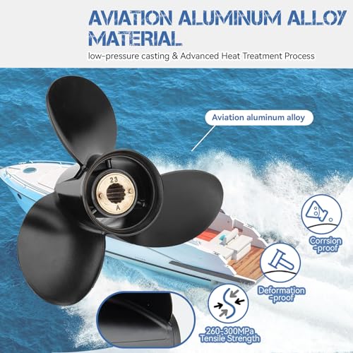 Qiclear 10 3/8 x 13 (13 Spline Tooth) 48-73136A45 OEM Upgrade Aluminum Outboard Propeller fit Mercury Motos 30-70HP, Rh - Image 2