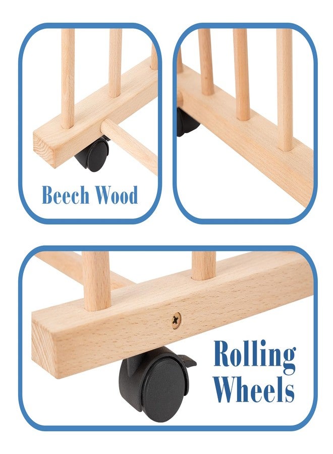 Somime Large Art Storage Rack with Four Caster Wheels - Wooden Canvas Storage Stand Can Well Hold Up to 60" Drawing Boards, Prints, Panels, Paintings, and Artworks Display - Image 4