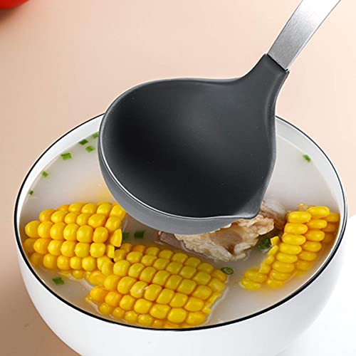 HEXONIQ Silicone Large Ladle Spoons for Soup, Non-Stick Kitchen Utensils with High Heat Resistant, BPA Free Perfect Kitchen Tools for Cooking, Stirring, Serving Soups (Ladle) - Image 5
