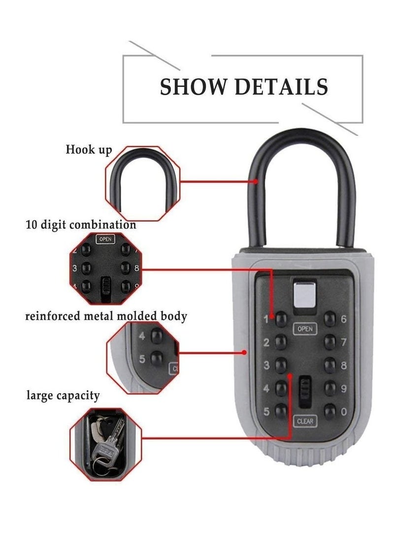 Excefore Key Safe, Portable Weatherproof Lock Box for Keys Outdoor with Removable Shackle, Hangable Combination Key Lock Box for Home Office Garage School Airbnb to Share  - Image 3