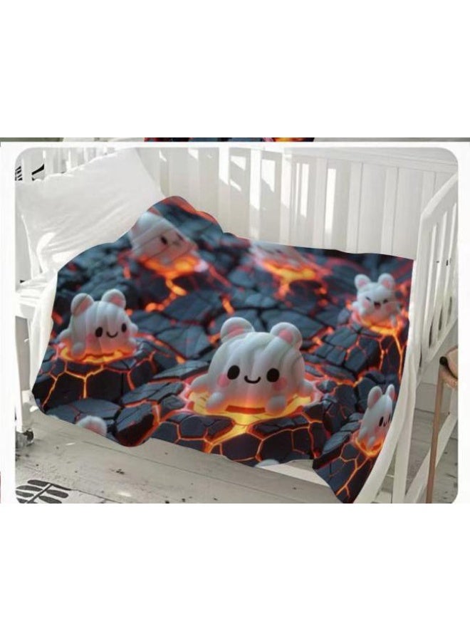 عام بطانية رقيقة من الفانيلا الكرتونية للأطفال والرضع (دافئة ومريحة، ومناسبة للنوم والألعاب) 70 سم * 100 سم