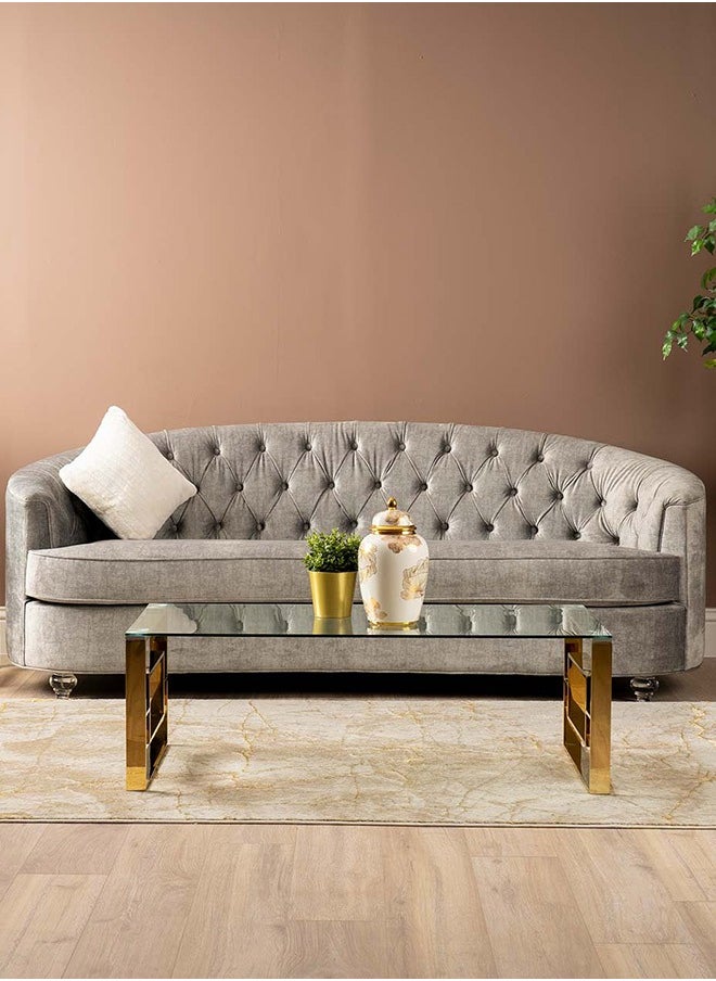 VANITY LIVING VANITY LIVING Coffee Table for Living Room Modern Tempered Glass Tabletop with Verona Gold Sturdy Stainless Steel Frame Centre Table for Dining Room  - Image 5