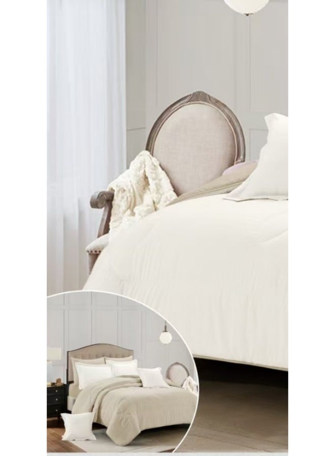 MingLi Double bed set, plain hotel style, double sided, to give you the perfect sleep, made of microfiber, size 230*250 cm - Image 2