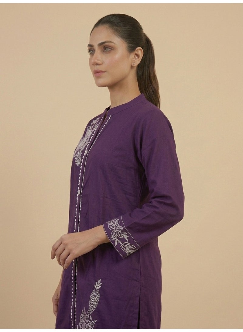 Lucky Kids Women's deep purple floral 100% cotton co-ord set - Image 2