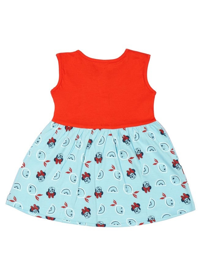 BODYCARE Girls Minnie & Friends Printed Frock - Red & Sky 6-12M - Image 2