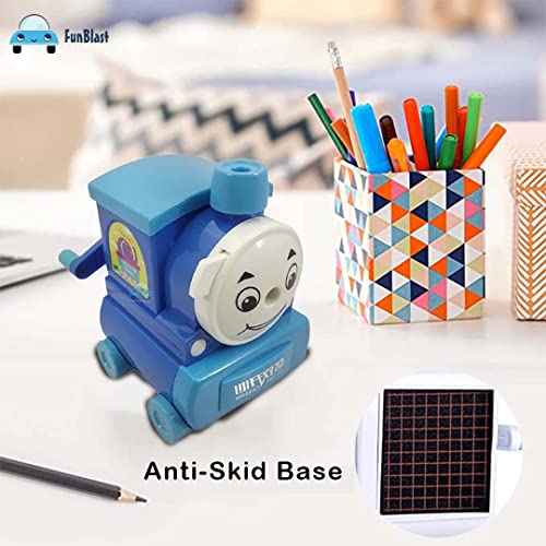FunBlast Kids Train Shaped Pencil Sharpener with Moving Wheels, Blue - Image 5