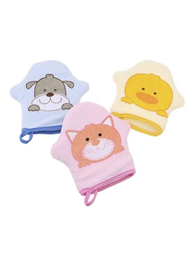 ORiTi 3-Piece Cartoon Printed Plush Animal Bath Gloves Set - Image 2