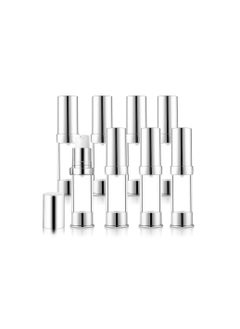 Plastic Airless Pump Bottle, Refillable Lotion Containers, 8 Pack 10ml/0.34oz Mini Spray Bottle, Empty Pump Press Vacuum Dispenser, for Travel Foundation Essence Gel Emulsion Toiletries Sample