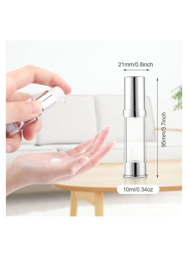 SYOSI - Plastic Airless Pump Bottle, Refillable Lotion Containers, 8 Pack 10ml/0.34oz Mini Spray Bottle, Empty Pump Press Vacuum Dispenser, for Travel Foundation Essence Gel Emulsion Toiletries Sample - Image 1