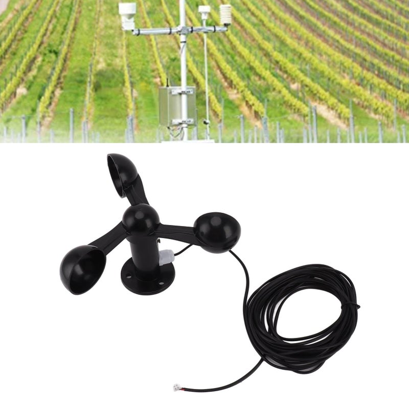 Anemometer 360 Degree Three Cup Wind Speed Sensor With 8 Meter Cable 4cm Mounting Hole For Weather Station - Image 3