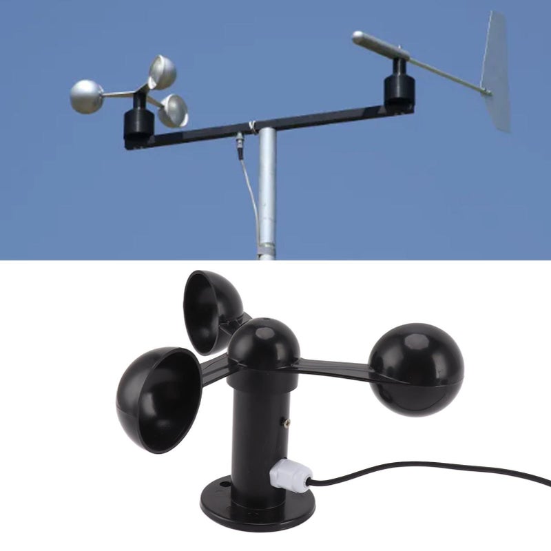 Anemometer 360 Degree Three Cup Wind Speed Sensor With 8 Meter Cable 4cm Mounting Hole For Weather Station - Image 4