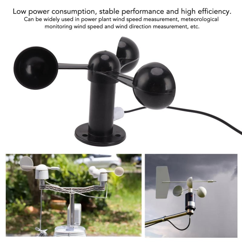 Anemometer 360 Degree Three Cup Wind Speed Sensor With 8 Meter Cable 4cm Mounting Hole For Weather Station - Image 5