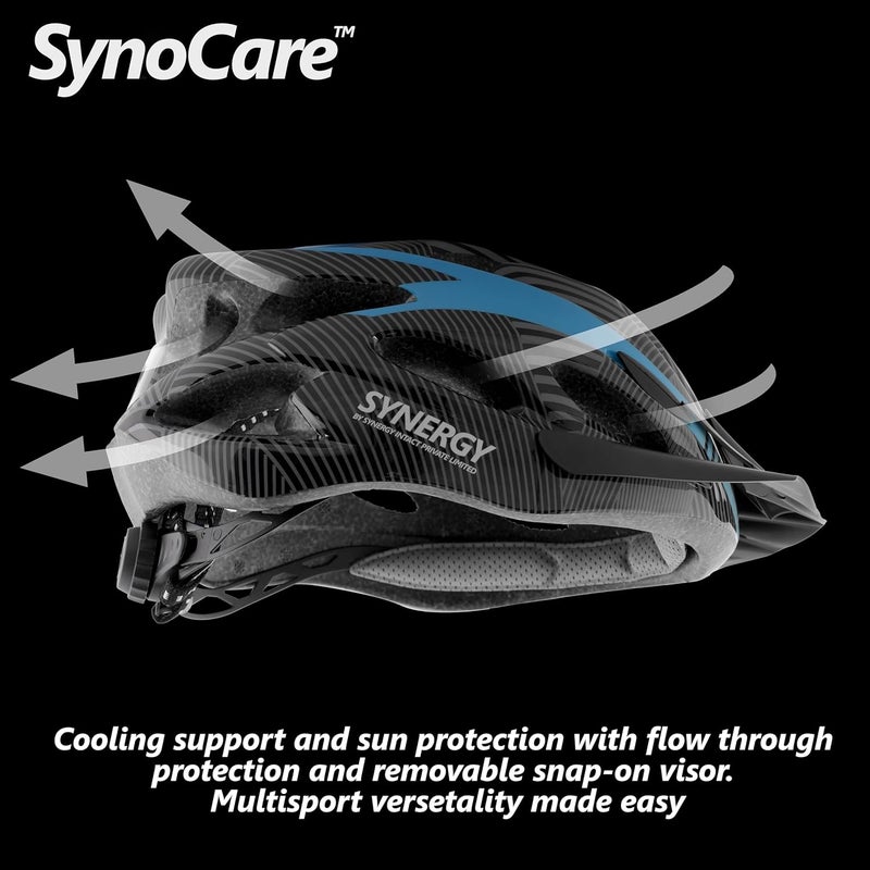 SYNOCARE Adjustable Cycling Helmet for Men & Women with Detachable Visor | Light Weight Bicycle Helmet with Ventilation for Youth, Adults & Kids | Helmet for Cycling, Skating & Skateboarding | Red - Image 2