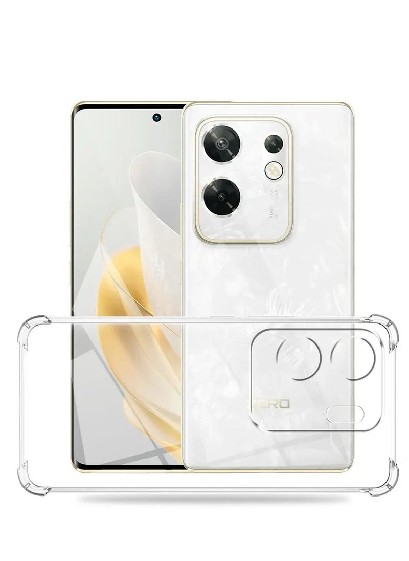 ماركة غير محددة - حافظة متوافقة مع هاتف Infinix Zero 30 4G، غطاء سيليكون شفاف مصنوع من مادة TPU غوريلا وواقي مضاد للصدمات وزوايا مقاومة للصدمات - شفاف - Image 1