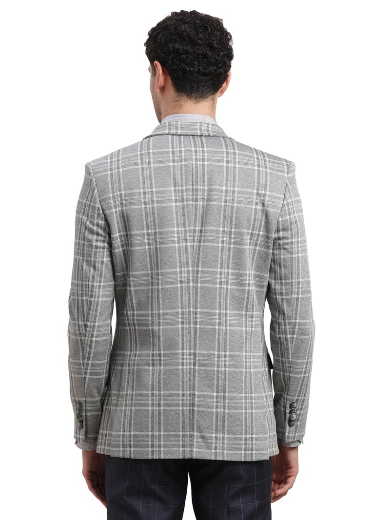Turtle Men Poly Viscose Notch Lapel Collar Grey Single Breasted Casual Blazer - Image 2
