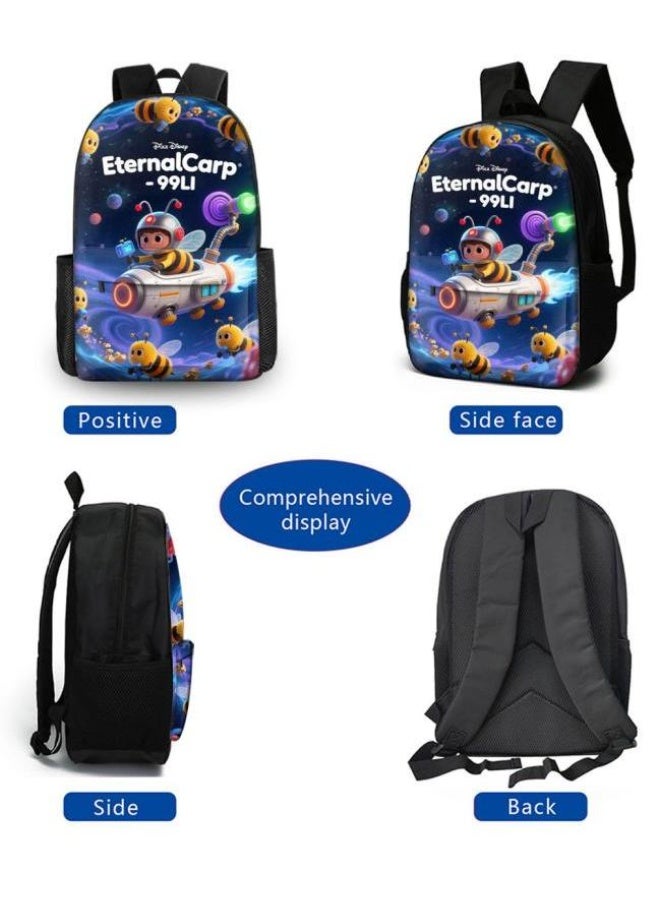Bright Li Fire Shoulder + hand-held + stationery bag | Cartoon bag 3-piece set, easy to cope with various occasions (available for students, children, friends' outings, mountain climbing, school, etc.) | Back to school season/holiday gifts - Image 3